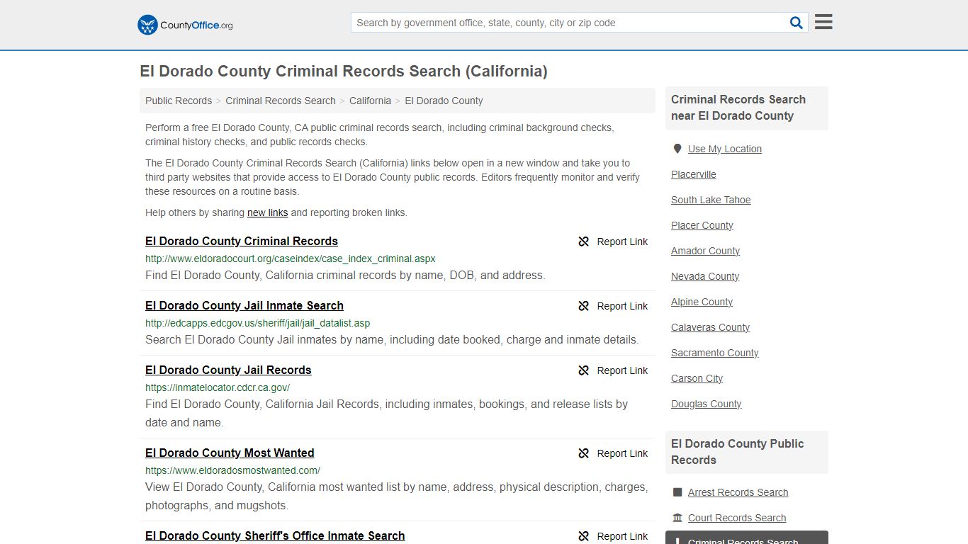 El Dorado County Criminal Records Search (California)